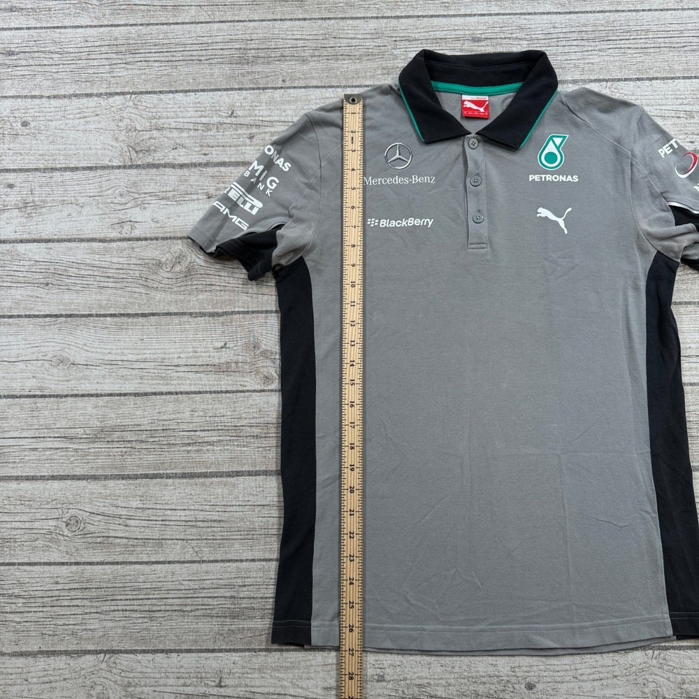 Puma Polo Shirt Men's Medium Gray Team Mercedes-Benz Petronas F1 Racing Apparel - Picture 4 of 10